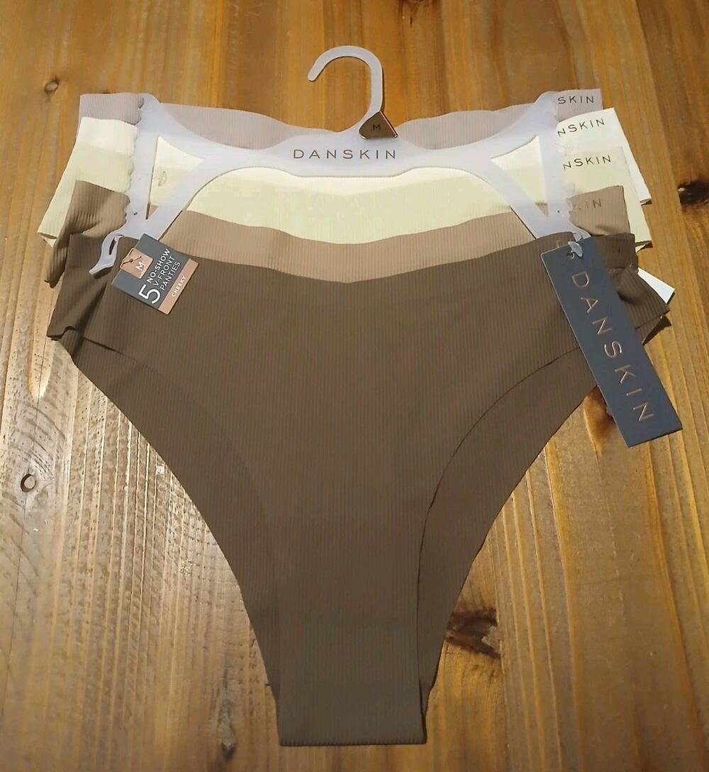 5-Pack Danskin Women's No-Show V-Front Cheeky Panties Nudes Multicolor Medium